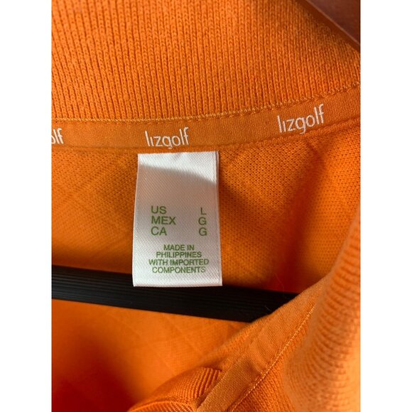 Izod Golf Women’s Large Orange Diamond Polo Shirt - Picture 6 of 7